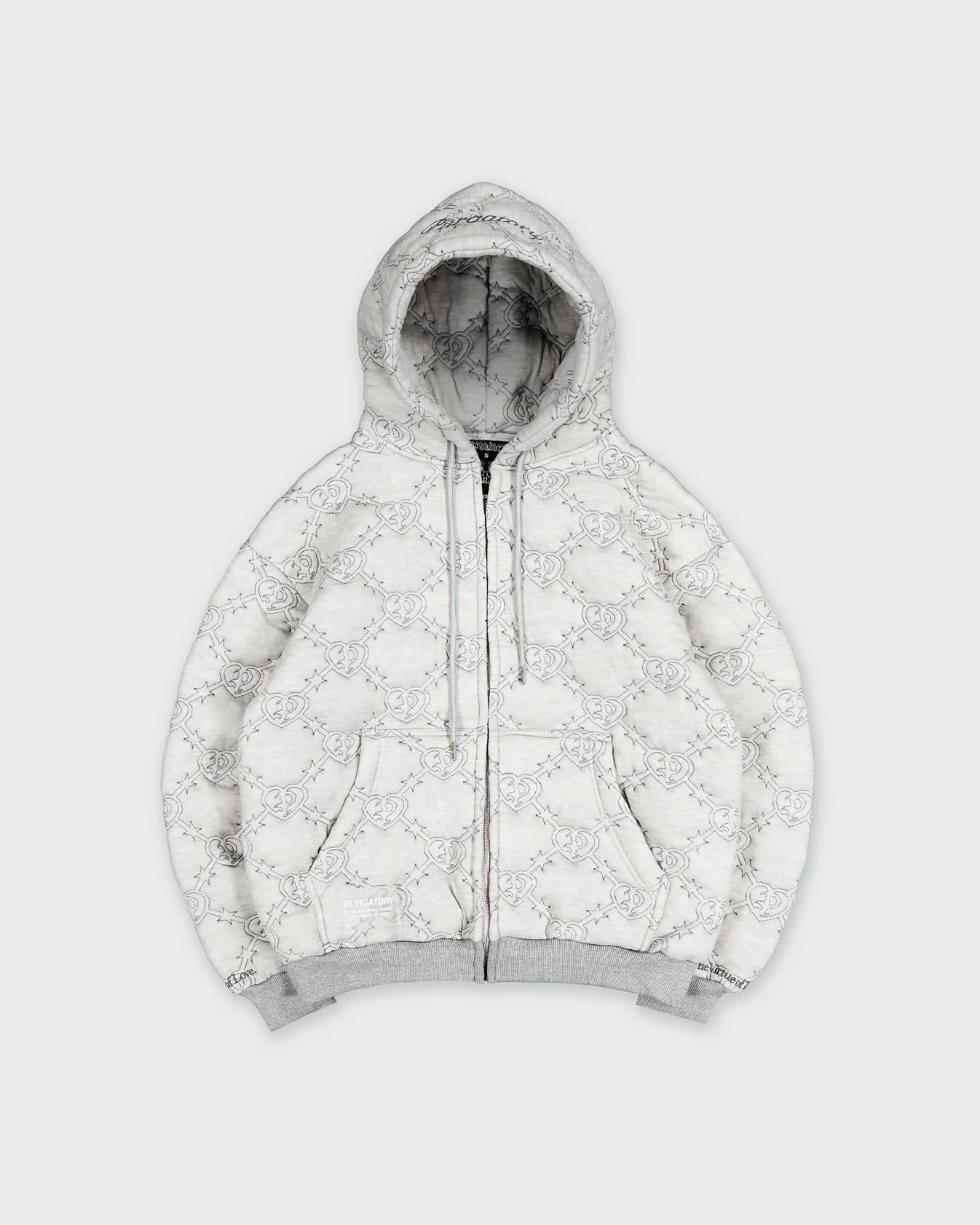 Quilted Zip Up Hoodie - Grey